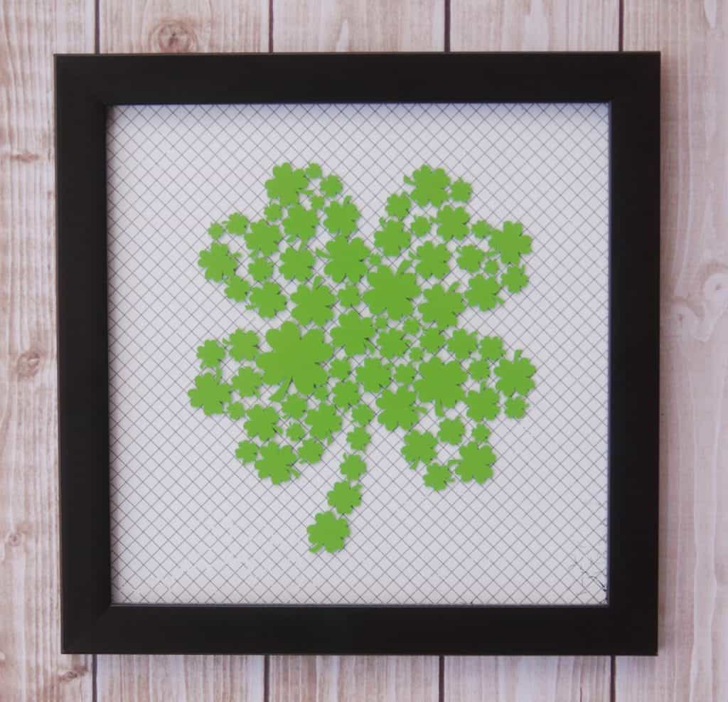 Make a quick and easy decoration for St. Patrick's day with this free Clover SVG file. Free SVG files work with Cricut, Silhouette and other electronic cutters.