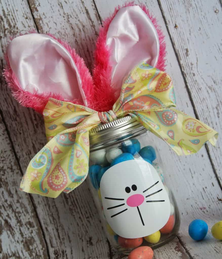 Easter Bunny Mason Jar Gift Idea for Silhouette and Cricut