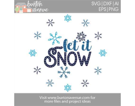 Make this cute painted charger with our free Let It Snow SVG file. These free svg files work with Silhouette and Cricut cutters