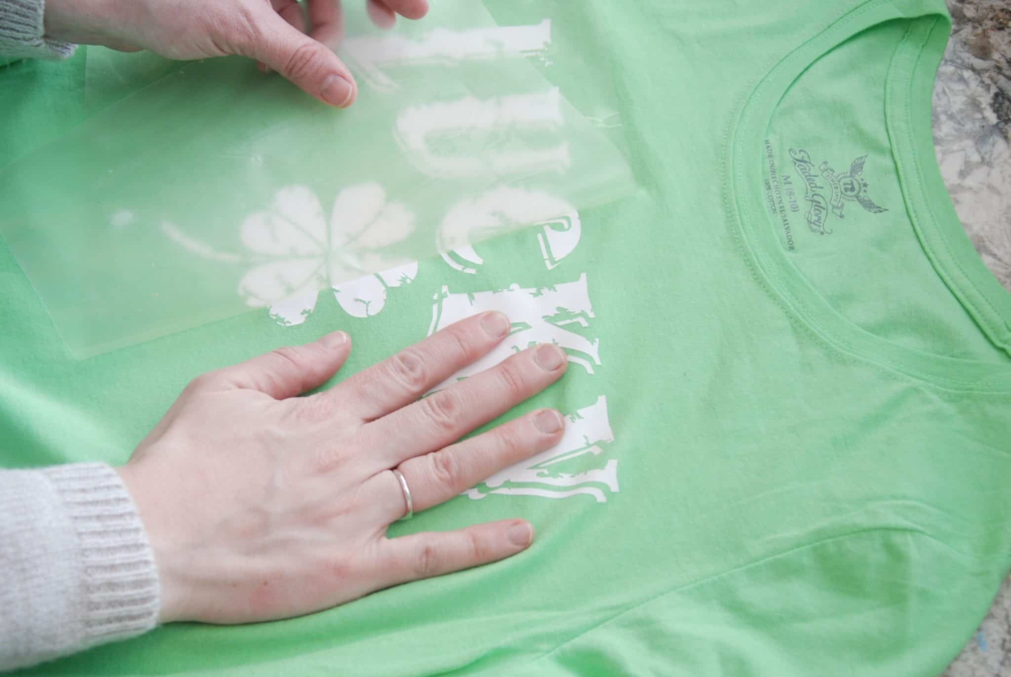 Make a quick and easy St. Patrick's Day t-shirt with your Silhouette or Cricut cutter. This free St. Patricks' Day SVG file works with most digital cutters.