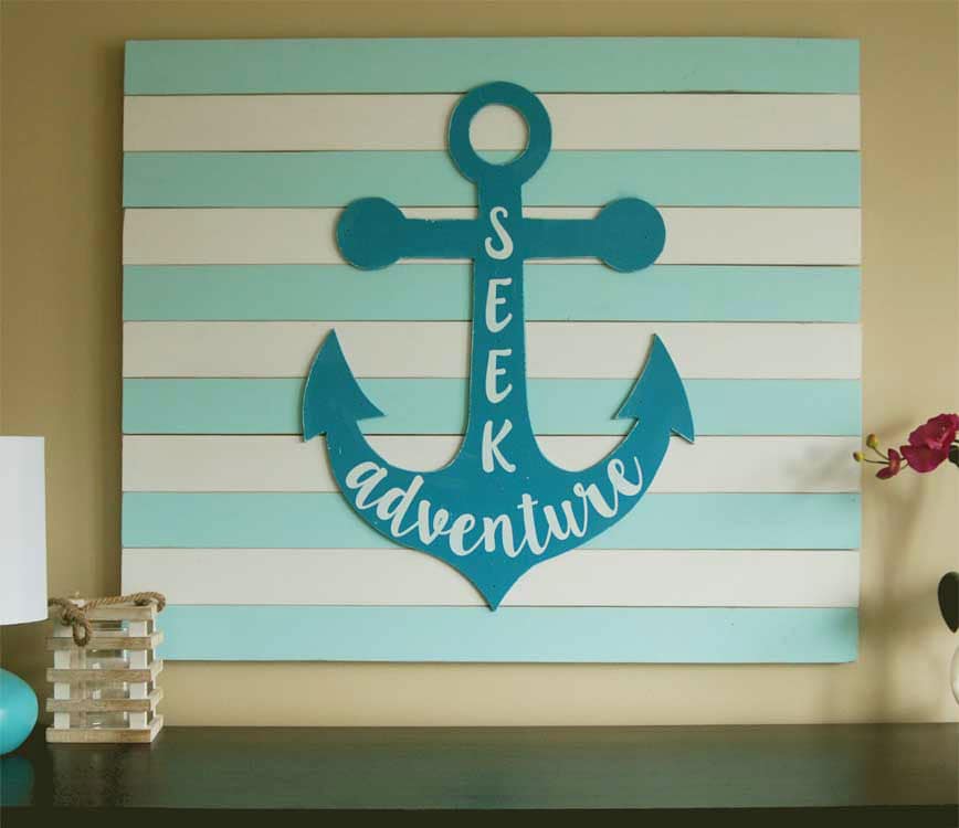 Large Wood Anchor Wall Art with a Silhouette or Cricut