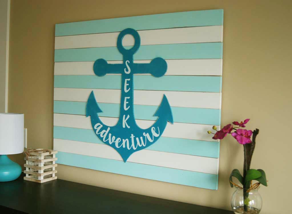 Large Wood Anchor Wall Art with a Silhouette or Cricut