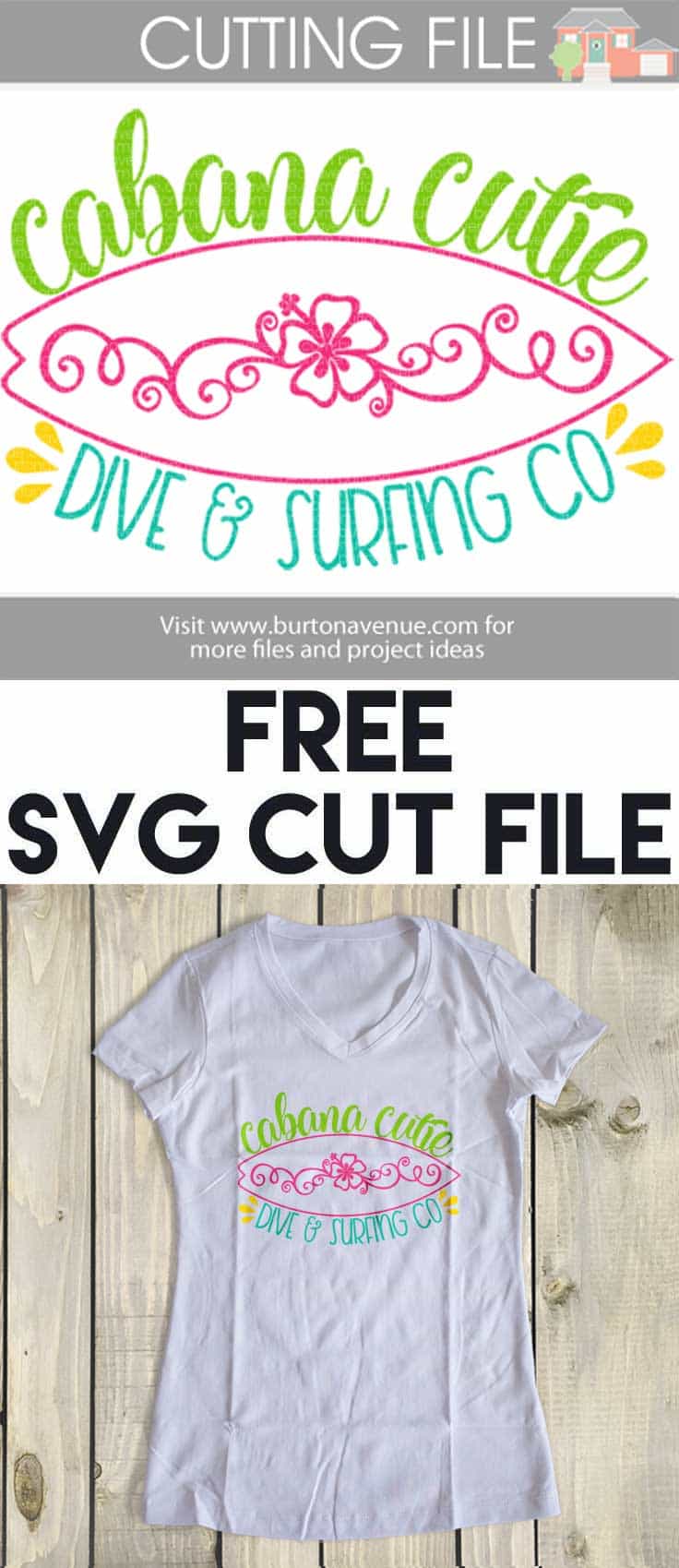 Free Summer/Surfing SVG Cut File for Silhouette, Cricut, and more. 