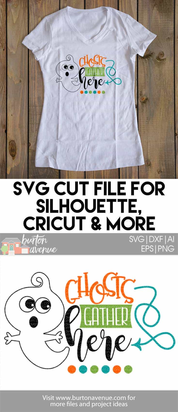 Free Svg Cut File Ghosts Gather Here W Arrow Burton Avenue
