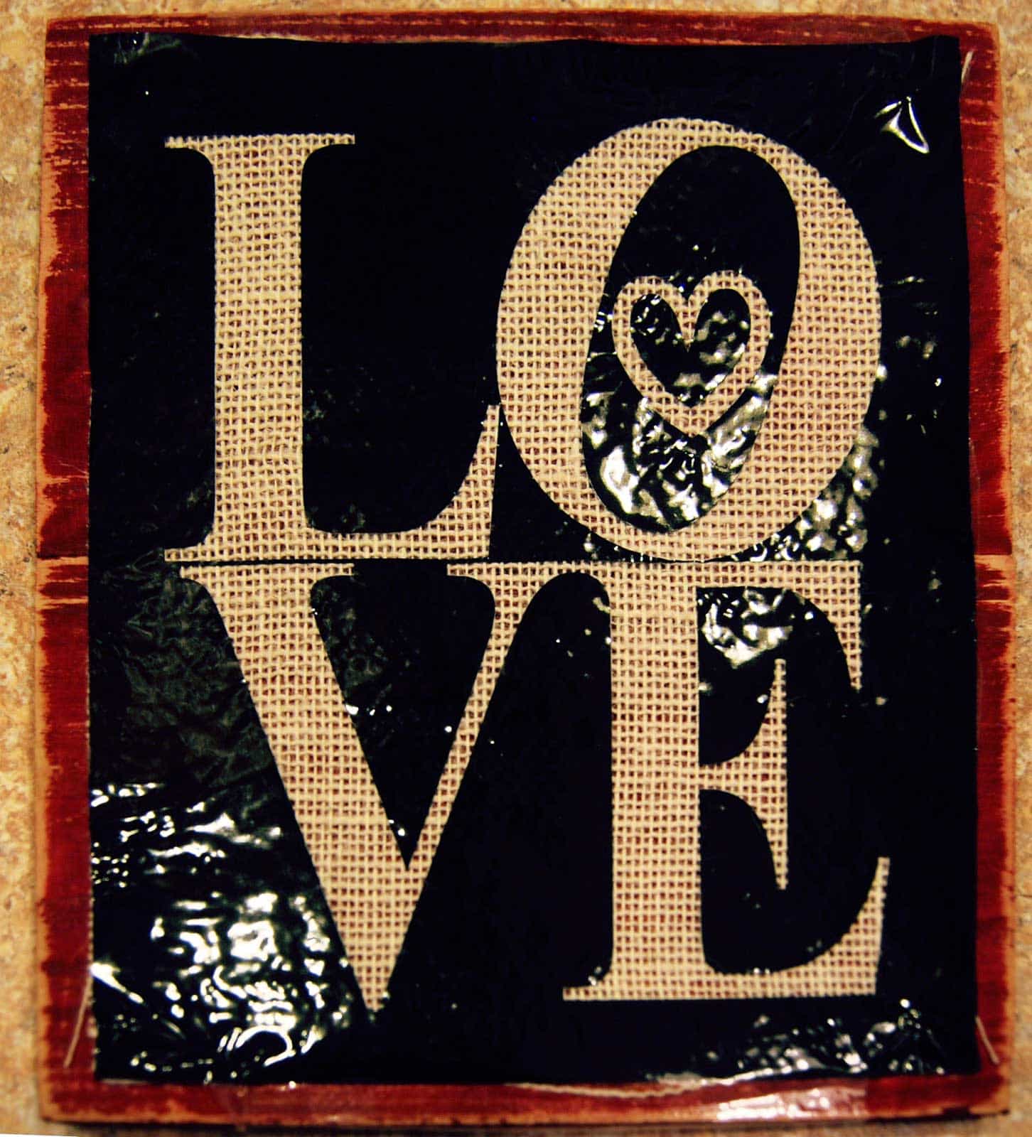 Burlap and Wood Love Sign - Burton Avenue