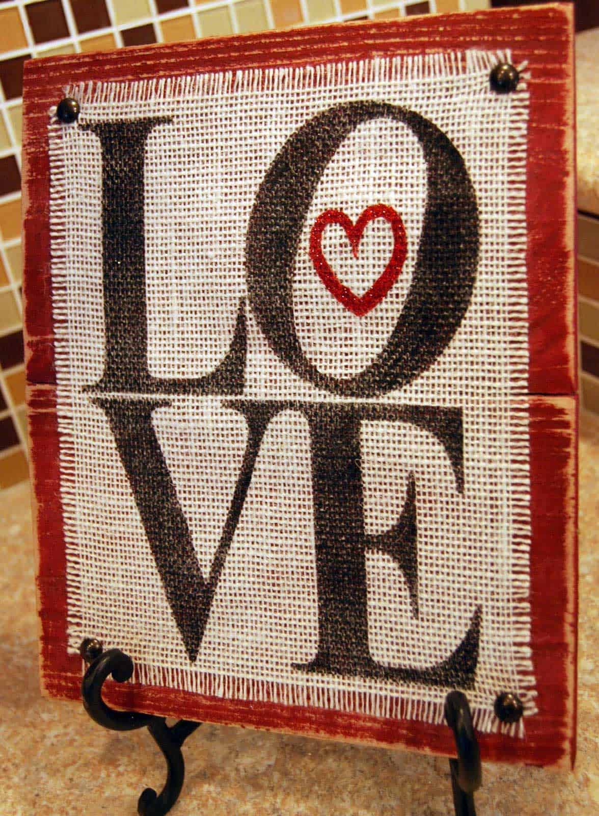 Make this Burlap and Wood Love Sign with your Silhouette or Cricut. Plus, get the SVG cut file for free!