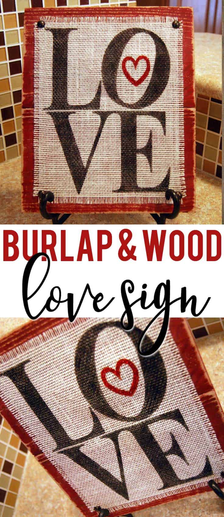 Download Burlap and Wood Love Sign - Burton Avenue