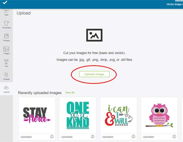 Upload image into Cricut Design Space