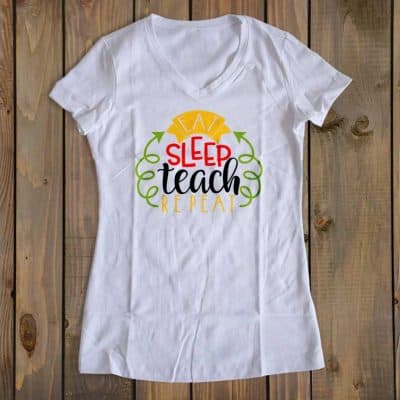 So many possibilities of Teacher DIY projects with this FREE Eat Sleep Teach Repeat SVG file download. Make t-shirts, mug, signs, pillows, and more for that special teacher with this FREE SVG file. Eat Sleep Teach Repeat Ai, SVG, PNG, EPS & DXF download. Eat Sleep Teach Repeat SVG file, Free SVG file works with Cricut, Cameo Silhouette and other major cutting machines. Free cut file download