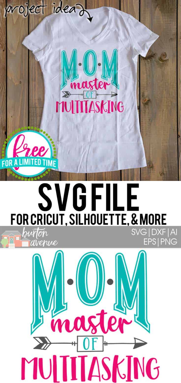 So many possibilities of DIY projects with this FREE Mom - Master of Multitasking SVG file download. Make t-shirts, mug, signs, pillows, and more for that special mom in your life with this FREE SVG file. Mom - Master of Multitasking Ai, SVG, PNG, EPS & DXF download. Mom - Master of Multitasking SVG file, Free SVG file works with Cricut, Cameo Silhouette and other major cutting machines. Free cut file download.