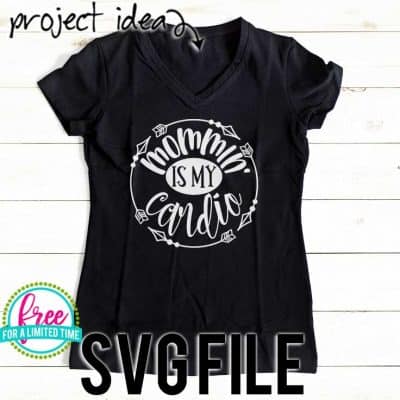 #momsvg #momlife #mommin #silhouettecameo #silhouette #cricutexplore #cricutmaker So many possibilities of DIY projects with this FREE Mommin' is my Cardio SVG file download. Make t-shirts, mug, signs, pillows, and more for that special mom in your life with this FREE SVG file. Mommin' is my Cardio Ai, SVG, PNG, EPS & DXF download. Mommin' is my Cardio SVG file, Free SVG file works with Cricut, Cameo Silhouette and other major cutting machines. Free cut file download.