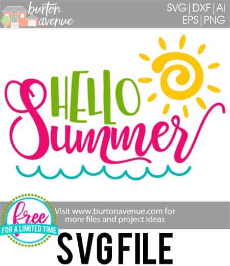 #summersvg #summertimesvg #hellosummersvg #silhouettecameo #silhouette #cricutexplore #cricutmaker So many possibilities of DIY projects with this Free Hello Summer SVG File. Make signs, pillows, t-shirts and more for with this Free Hello Summer SVG file. Free Hello Summer Ai, SVG, PNG, EPS & DXF download. Free Hello Summer SVG files works with Cricut, Cameo Silhouette and other major cutting machines.