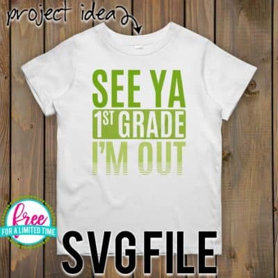 #seeya1stGrade #schoolsoutsvg #endofyearsvg #schoolsvg #hellosummersvg #silhouettecameo #silhouette #cricutexplore So many possibilities of End of Year DIY projects with this Free See Ya 1st Grade I'm Out SVG file download. Make t-shirts, mug, signs,and more for to celebrate another year of school with this SVG file. Free See Ya 1st Grade I'm Out Ai, SVG, PNG, EPS & DXF download. Free See Ya 1st Grade I'm Out SVG file, SVG file works with Cricut, Cameo Silhouette and other cutting machines.
