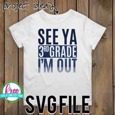 #seeya3rdGrade #schoolsoutsvg #endofyearsvg #schoolsvg #hellosummersvg #silhouettecameo #silhouette #cricutexplore So many possibilities of End of Year DIY projects with this Free See Ya 3rd Grade I'm Out SVG file download. Make t-shirts, mug, signs,and more for to celebrate another year of school with this SVG file. Free See Ya 3rd Grade I'm Out Ai, SVG, PNG, EPS & DXF download. Free See Ya 3rd Grade I'm Out SVG file, SVG file works with Cricut, Cameo Silhouette and other cutting machines.