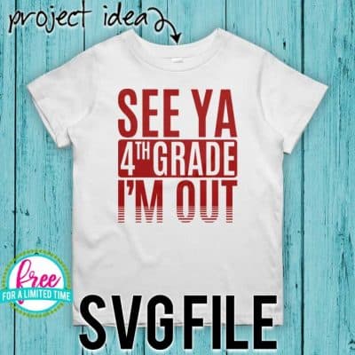 #seeya4thGrade #schoolsoutsvg #endofyearsvg #schoolsvg #hellosummersvg #silhouettecameo #silhouette #cricutexplore So many possibilities of End of Year DIY projects with this Free See Ya 4th Grade I'm Out SVG file download. Make t-shirts, mug, signs,and more for to celebrate another year of school with this SVG file. Free See Ya 4th Grade I'm Out Ai, SVG, PNG, EPS & DXF download. Free See Ya 4th Grade I'm Out SVG file, SVG file works with Cricut, Cameo Silhouette and other cutting machines.