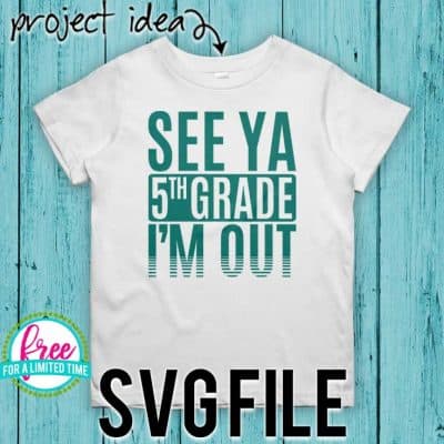 #seeya5thGrade #schoolsoutsvg #endofyearsvg #schoolsvg #hellosummersvg #silhouettecameo #silhouette #cricutexplore So many possibilities of End of Year DIY projects with this Free See Ya 5th Grade I'm Out SVG file download. Make t-shirts, mug, signs,and more for to celebrate another year of school with this SVG file. Free See Ya 5th Grade I'm Out Ai, SVG, PNG, EPS & DXF download. Free See Ya 5th Grade I'm Out SVG file, SVG file works with Cricut, Cameo Silhouette and other cutting machines.