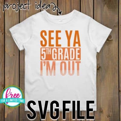 #seeya5thGrade #schoolsoutsvg #endofyearsvg #schoolsvg #hellosummersvg #silhouettecameo #silhouette #cricutexplore So many possibilities of End of Year DIY projects with this Free See Ya 5th Grade I'm Out SVG file download. Make t-shirts, mug, signs,and more for to celebrate another year of school with this SVG file. Free See Ya 5th Grade I'm Out Ai, SVG, PNG, EPS & DXF download. Free See Ya 5th Grade I'm Out SVG file, SVG file works with Cricut, Cameo Silhouette and other cutting machines.