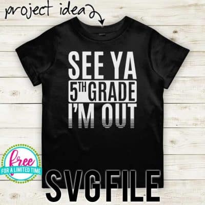 #seeya5thGrade #schoolsoutsvg #endofyearsvg #schoolsvg #hellosummersvg #silhouettecameo #silhouette #cricutexplore So many possibilities of End of Year DIY projects with this Free See Ya 5th Grade I'm Out SVG file download. Make t-shirts, mug, signs,and more for to celebrate another year of school with this SVG file. Free See Ya 5th Grade I'm Out Ai, SVG, PNG, EPS & DXF download. Free See Ya 5th Grade I'm Out SVG file, SVG file works with Cricut, Cameo Silhouette and other cutting machines.