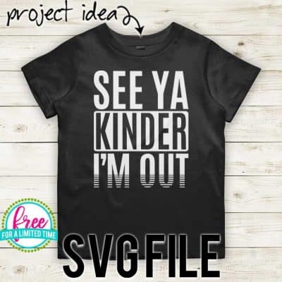 #seeyakindergartern #schoolsoutsvg #endofyearsvg #schoolsvg #hellosummersvg #silhouettecameo #silhouette #cricutexplore So many possibilities of End of Year DIY projects with this Free See Ya Kinder I'm Out SVG file download. Make t-shirts, mug, signs,and more for to celebrate another year of school with this SVG file. Free See Ya Kinder I'm Out Ai, SVG, PNG, EPS & DXF download. Free See Ya Kinder I'm Out SVG file, SVG file works with Cricut, Cameo Silhouette and other major cutting machines.