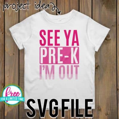 #seeyaprek #schoolsoutsvg #endofyearsvg #schoolsvg #hellosummersvg #silhouettecameo #silhouette #cricutexplore So many possibilities of End of Year DIY projects with this Free See Ya Pre-K I'm Out SVG file download. Make t-shirts, mug, signs,and more for to celebrate another year of school with this SVG file. Free See Ya Pre-K I'm Out Ai, SVG, PNG, EPS & DXF download. Free See Ya Pre-K I'm Out SVG file, SVG file works with Cricut, Cameo Silhouette and other major cutting machines.
