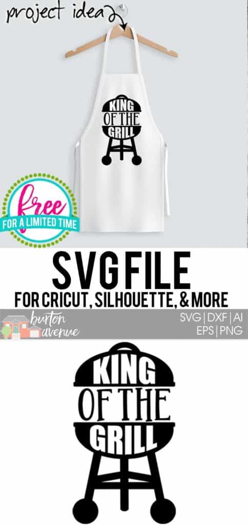 #fathersdaysvg #dadsvg #kingofthegrillsvg #silhouettecameo #silhouette #cricutexplore #cricutmaker So many possibilities of DIY projects with this Free King of the Grill SVG File. Make signs, pillows, t-shirts and more for with this Free King of the Grill SVG file. Free King of the Grill Ai, SVG, PNG, EPS & DXF download. Free King of the Grill SVG files works with Cricut, Cameo Silhouette and other major cutting machines.