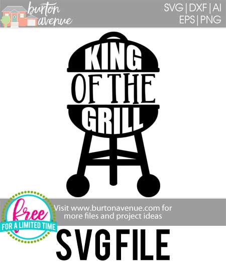 #fathersdaysvg #dadsvg #kingofthegrillsvg #silhouettecameo #silhouette #cricutexplore #cricutmaker So many possibilities of DIY projects with this Free King of the Grill SVG File. Make signs, pillows, t-shirts and more for with this Free King of the Grill SVG file. Free King of the Grill Ai, SVG, PNG, EPS & DXF download. Free King of the Grill SVG files works with Cricut, Cameo Silhouette and other major cutting machines.