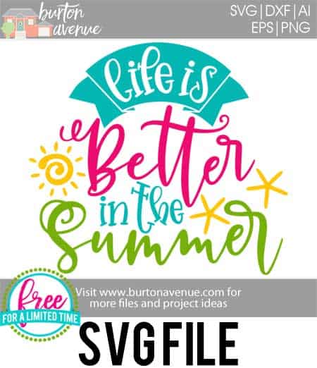 #summersvg #summertimesvg #lifeisbetterinthesummersvg #silhouettecameo #silhouette #cricutexplore #cricutmaker So many possibilities of DIY projects with this Free Life is Better in the Summer SVG File. Make signs, pillows, t-shirts and more for with this Free Life is Better in the Summer SVG file. Free Hello Summer Ai, SVG, PNG, EPS & DXF download. Free Life is Better in the Summer SVG files works with Cricut, Cameo Silhouette and other major cutting machines.