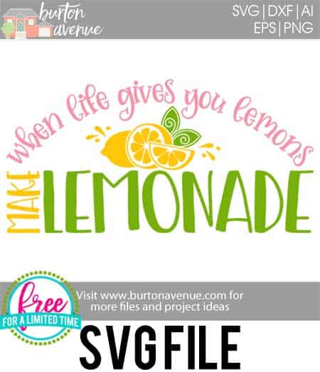 #summersvg #lemonadesvg #makelemonadesvg #iflifegivesyoulemonssvg #silhouette #cricutexplore. So many possibilities of DIY projects with this Free When life gives you lemons, make lemonade. Freemake lemonade SVG File. Make signs, pillows, t-shirts and more for with this Free SVG file. Free Ai, SVG, PNG, EPS & DXF download. Free When life gives you lemons, make lemonade SVG files works with Cricut, Cameo Silhouette and other major cutting machines.