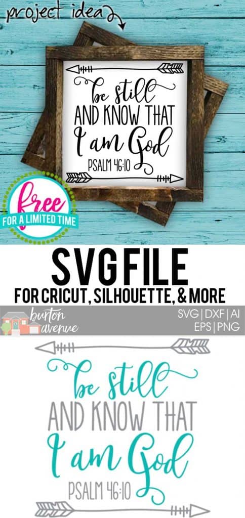 #bestillandknowsvg #bestillandknowthatiamgodsvg #silhouette #cricutexplore. So many possibilities of DIY projects with this Free Be Still and Know that I am God SVG File. Make signs, pillows, t-shirts and more for with this Free SVG file. Free Ai, SVG, PNG, EPS & DXF download. Free Be Still and Know that I am God SVG files works with Cricut, Cameo Silhouette and other major cutting machines.