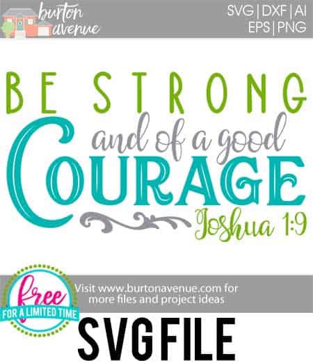 #bestrongsvg #goodcouragesvg #silhouette #cricutexplore. So many possibilities of DIY projects with this Free Be Strong and of a Good Courage SVG File. Make signs, pillows, t-shirts and more for with this Free SVG file. Free Ai, SVG, PNG, EPS & DXF download. Free Be Strong and of a Good Courage SVG files works with Cricut, Cameo Silhouette and other major cutting machines.
