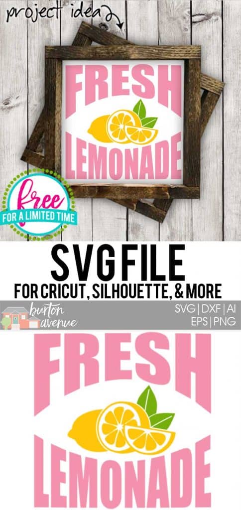 #summersvg #lemonadesvg #makelemonadesvg #freshlemonadessvg #silhouette #cricutexplore. So many possibilities of DIY projects with this Free Fresh Lemonade SVG File. Make signs, pillows, t-shirts and more for with this Free SVG file. Free Ai, SVG, PNG, EPS & DXF download. Free Fresh Lemonade SVG files works with Cricut, Cameo Silhouette and other major cutting machines.