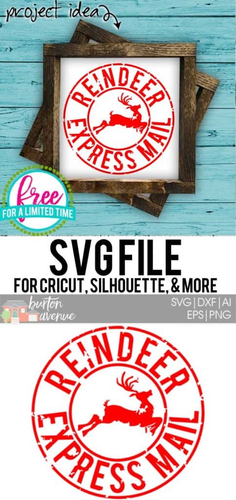 #reindeersvg #christmassvg #silhouette #cricutexplore. So many possibilities of DIY projects with this Free Grunge Reindeer Express Mail Stamp SVG File. Make signs, pillows, t-shirts and more for with this Free SVG file. Free Ai, SVG, PNG, EPS & DXF download. Free Reindeer Express Mail Stamp SVG files works with Cricut, Cameo Silhouette and other major cutting machines.