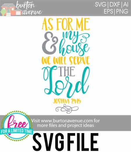 #wewillservethelordsvg #asformeandmyhousesvg #familyquotesvg #silhouette #cricutexplore. So many possibilities of DIY projects with this Free As for Me and My House, We Will Serve the Lord SVG File. Make signs, pillows, t-shirts and more for with this Free SVG file. Free Ai, SVG, PNG, EPS & DXF download. Free As for Me and My House, We Will Serve the Lord SVG files works with Cricut, Cameo Silhouette and other major cutting machines.