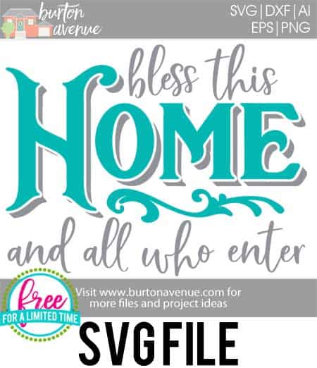 #homesvg #blessthishomesvg #welcomesvg #silhouette #cricutexplore. So many possibilities of DIY projects with this Free Bless this Home and all who Enter SVG File. Make signs, pillows, t-shirts and more for with this Free SVG file. Free Ai, SVG, PNG, EPS & DXF download. Free Bless this Home and all who Enter SVG files works with Cricut, Cameo Silhouette and other major cutting machines.