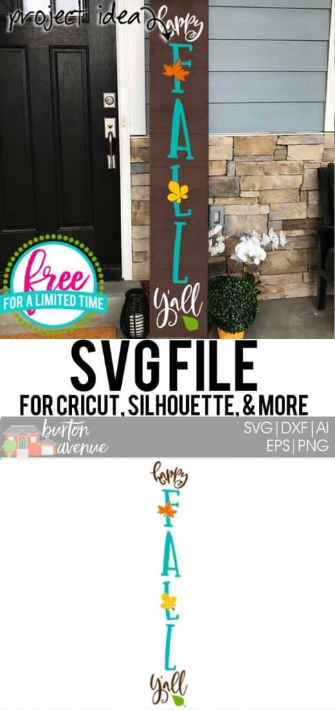 #fallsvg #happyfallsvg #fallporchsignsvg #silhouette #cricutexplore. So many possibilities of DIY projects with this Free Happy Fall Y'all SVG File. Make signs, pillows, t-shirts and more for with this Free Happy Fall Y'allSVG file. Free Ai, SVG, PNG, EPS & DXF download. Free Happy Fall Y'all SVG files works with Cricut, Cameo Silhouette and other major cutting machines.
