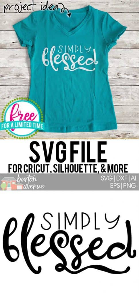 #simplyblessedsvg #blessedsvg #silhouette #cricutexplore. So many possibilities of DIY projects with this Free Simply Blessed SVG File. Make signs, pillows, t-shirts and more for with this Free SVG file. Free Ai, SVG, PNG, EPS & DXF download. Free Simply Blessed SVG files works with Cricut, Cameo Silhouette and other major cutting machines.