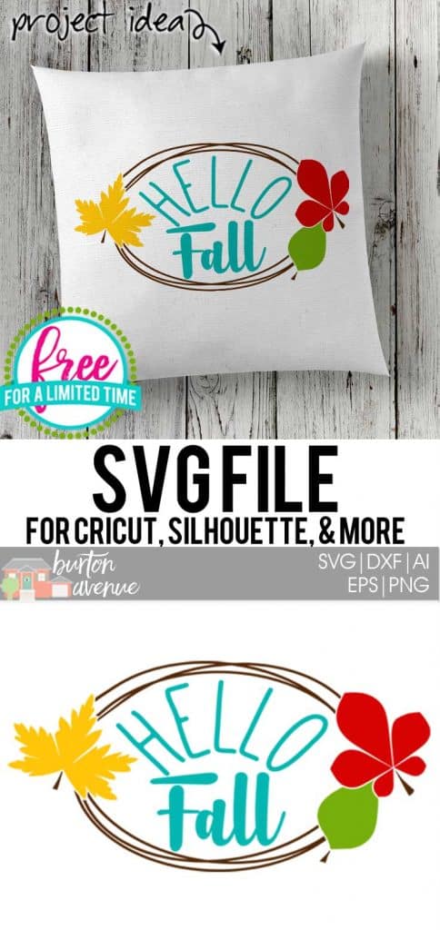 #hellofallsvg #autumnsvg #fallsvg #silhouette #cricutexplore. So many possibilities of DIY projects with this Free Hello Fall SVG File. Make signs, pillows, t-shirts and more for with this Free Hello Fall SVG file. Free Ai, SVG, PNG, EPS & DXF download. Free Hello Fall SVG files works with Cricut, Cameo Silhouette and other major cutting machines.