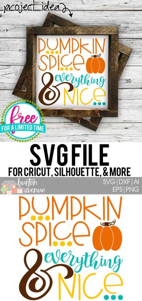 #pumpkinspiceandeverythingnicessvg #pumpkinspice svg #fallsvg #silhouette #cricutexplore. So many possibilities of DIY projects with this Free Pumpkin Spice & Everything Nice SVG File. Make signs, pillows, t-shirts and more for with this Free Pumpkin Spice & Everything Nice SVG file. Free Ai, SVG, PNG, EPS & DXF download. Free Pumpkin Spice & Everything Nice SVG files works with Cricut, Cameo Silhouette and other major cutting machines.