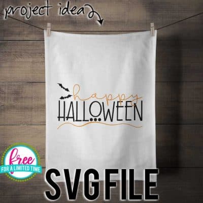 So many possibilities of DIY projects with this Free Happy Halloween SVG. Make signs, pillows, t-shirts and more for with this Free Happy Halloween SVG file. Free Ai, SVG, PNG, EPS & DXF download. Free Happy Halloween SVG files works with Cricut, Cameo Silhouette and other major cutting machines. #halloweensvg #happyhalloweensvg #silhouette #cricutexplore