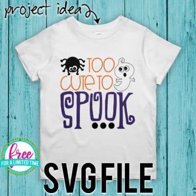 So many possibilities of DIY projects with this Free Too Cute to Spook SVG. Make signs, pillows, t-shirts and more for with this Free Too Cute to Spook SVG file. Free Ai, SVG, PNG, EPS & DXF download. Free Too Cute to Spook SVG files works with Cricut, Cameo Silhouette and other major cutting machines. #halloweensvg #toocutetospooksvg #silhouette #cricutexplore