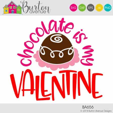This free SVG file will be available to download for free until 2/24/19. So many possibilities of DIY projects with this Free Chocolate is my Valentine SVG. Make signs, pillows, t-shirts and more with this Free Chocolate is my Valentine SVG file. Free Ai, SVG, PNG, EPS & DXF download. Free Chocolate is my Valentine SVG files works with Cricut, Cameo Silhouette and other major cutting machines. #valentinesilhouette #valentinecircut #valentinesvg #silhouette #cricutexplore