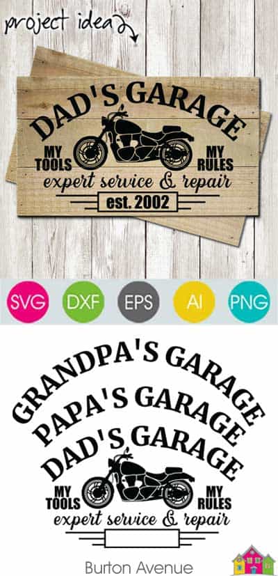 Dad’s Garage with Motorcycle SVG File