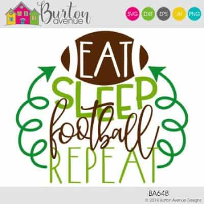 This free SVG file will be available to download for free until 2/10/19. So many possibilities of DIY projects with this Free Eat Sleep Football Repeat SVG. Make signs, pillows, t-shirts and more with this Free Eat Sleep Football Repeat SVG file. Free Ai, SVG, PNG, EPS & DXF download. Free Eat Sleep Football Repeat SVG files works with Cricut, Cameo Silhouette and other major cutting machines. #footballsvg #footballsilhouette #foorballcircut #silhouette #cricutexplore