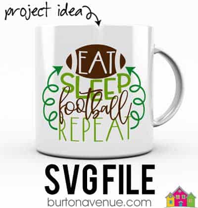 This free SVG file will be available to download for free until 2/10/19. So many possibilities of DIY projects with this Free Eat Sleep Football Repeat SVG. Make signs, pillows, t-shirts and more with this Free Eat Sleep Football Repeat SVG file. Free Ai, SVG, PNG, EPS & DXF download. Free Eat Sleep Football Repeat SVG files works with Cricut, Cameo Silhouette and other major cutting machines. #footballsvg #footballsilhouette #foorballcircut #silhouette #cricutexplore