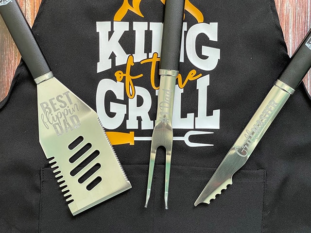 engraved personalized barbeque BBQ tools great for Dad fathers day gift