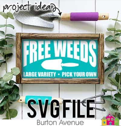 This free SVG file will be available to download for free until 4/9/19 and works with Cricut, Silhouette, Brother and other electronic cutting machines. So many possibilities of spring projects with this Free Weeds SVG File. Make signs, and more with this Free Weeds SVG file. Free Ai, SVG, PNG, EPS & DXF download. #springsilhouette #springcircut #springbrother #springsvg
