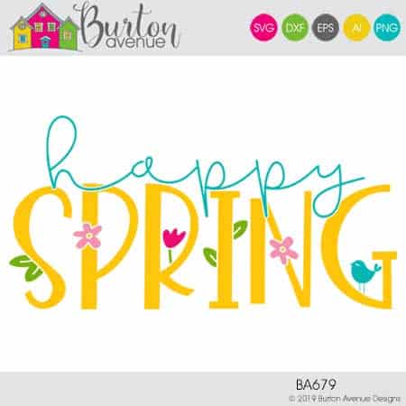 This free SVG file will be available to download for free until 3/31/19 and works with Cricut, Silhouette, Brother and other electronic cutting machines. So many possibilities of spring projects with this Happy Spring SVG File. Make signs, pillows, t-shirts and more with this Happy Spring SVG file. Free Ai, SVG, PNG, EPS & DXF download. #springsilhouette #springcircut #springbrother #springsvg