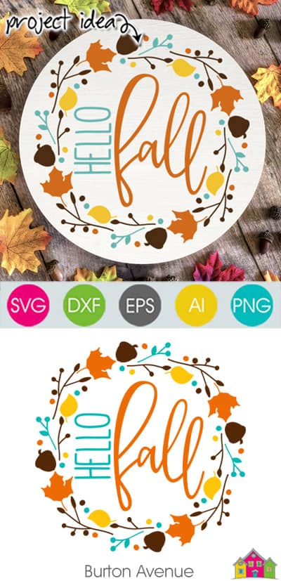 Hello Fall with Border SVG File