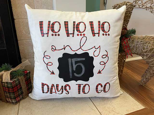 Plaid Countdown to Christmas Pillow