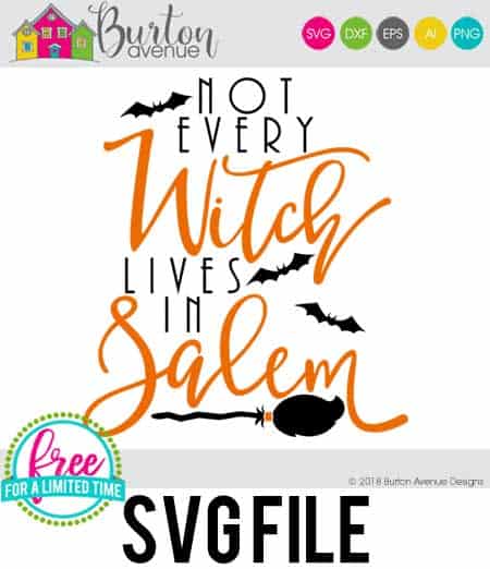 So many possibilities of DIY projects with this Free Not Every Witch Lives in Salem SVG. Make signs, pillows, t-shirts and more for with this Free Not Every Witch Lives in Salem SVG file. Free Ai, SVG, PNG, EPS & DXF download. Free Not Every Witch Lives in Salem SVG files works with Cricut, Cameo Silhouette and other major cutting machines. #halloweensvg #halloweencricut #halloweensilhouette #witchsvg #silhouette #cricutexplore